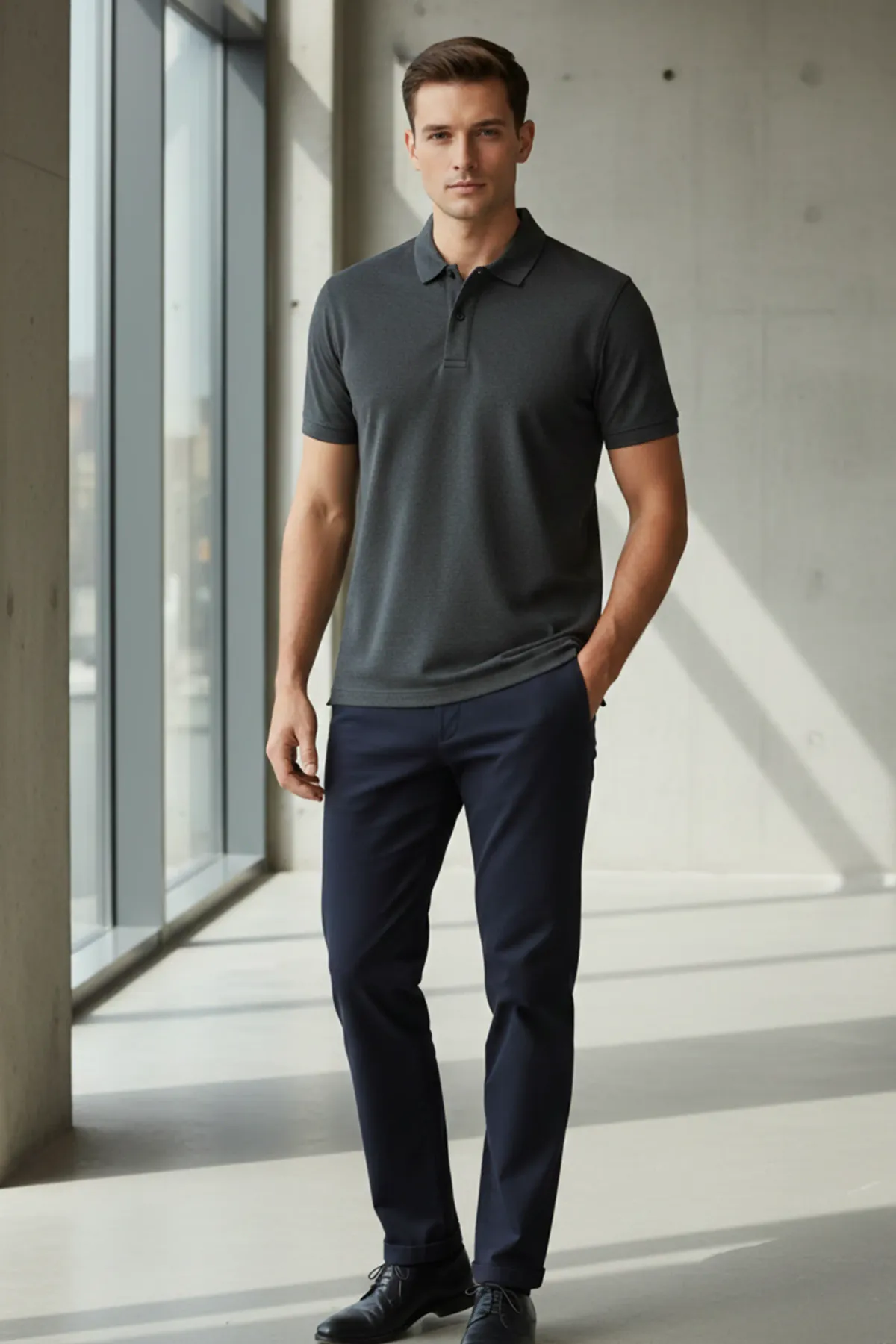 Heavy Polo in Charcoal Melange