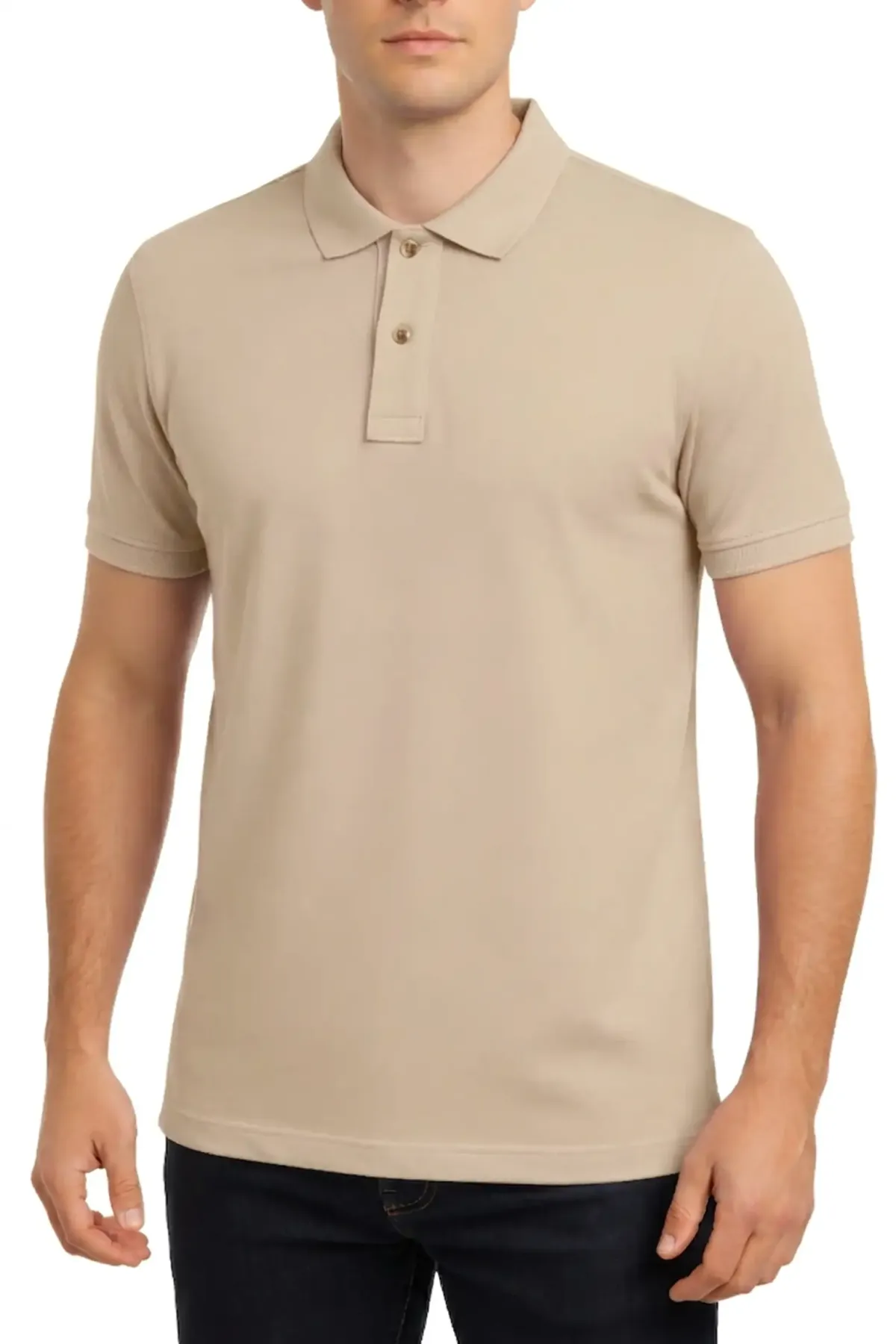 Men's Heavy Polo in Light Beige