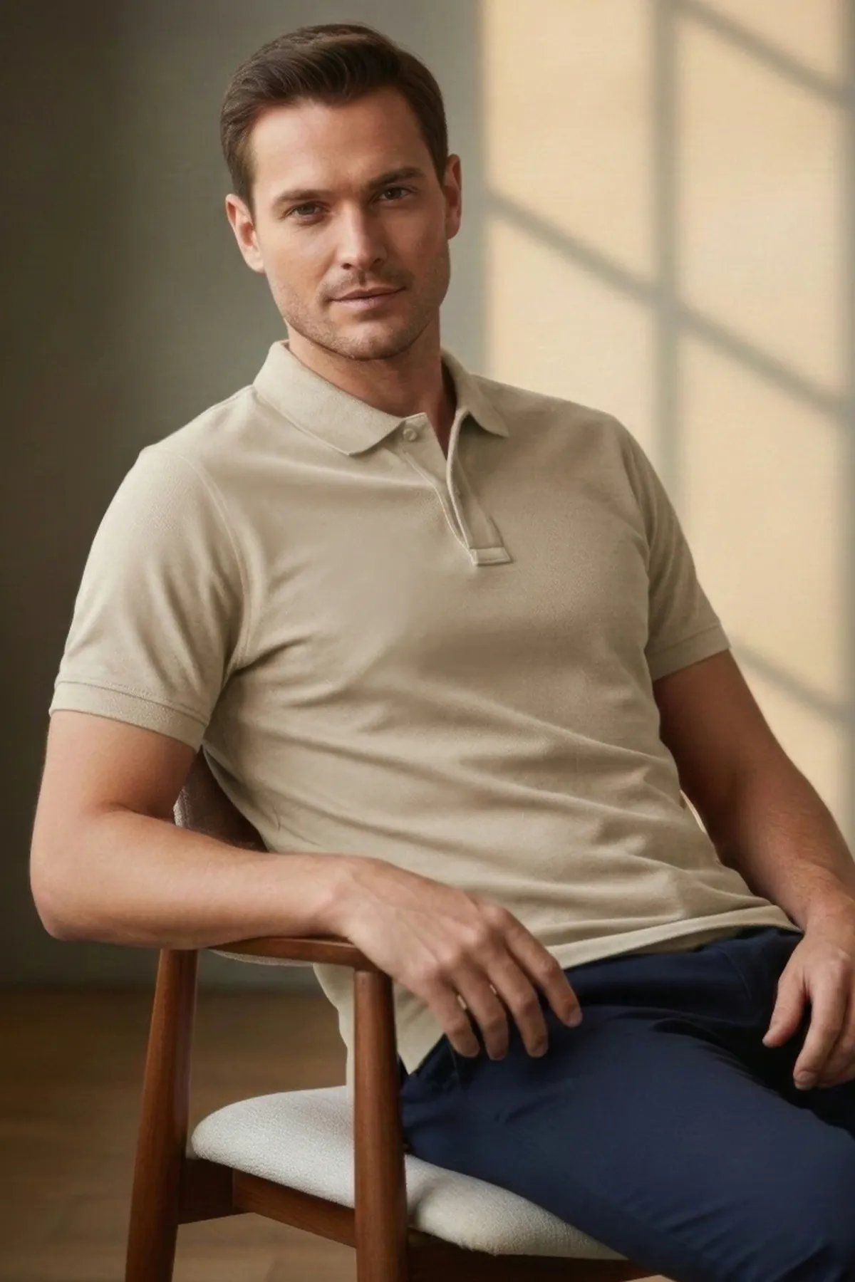 Heavy Polo in Light Beige, back