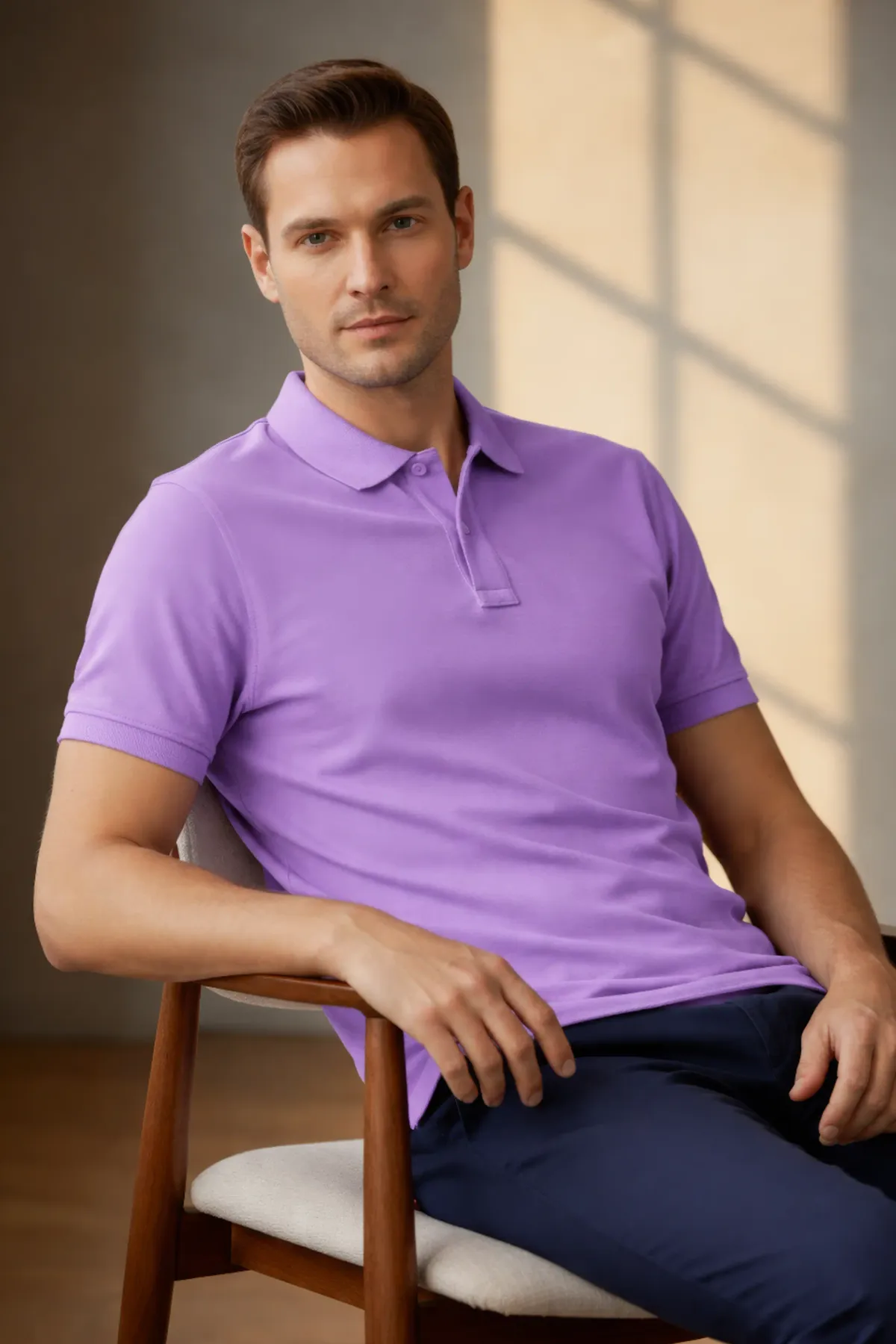 Men's Heavy Polo in Lilac