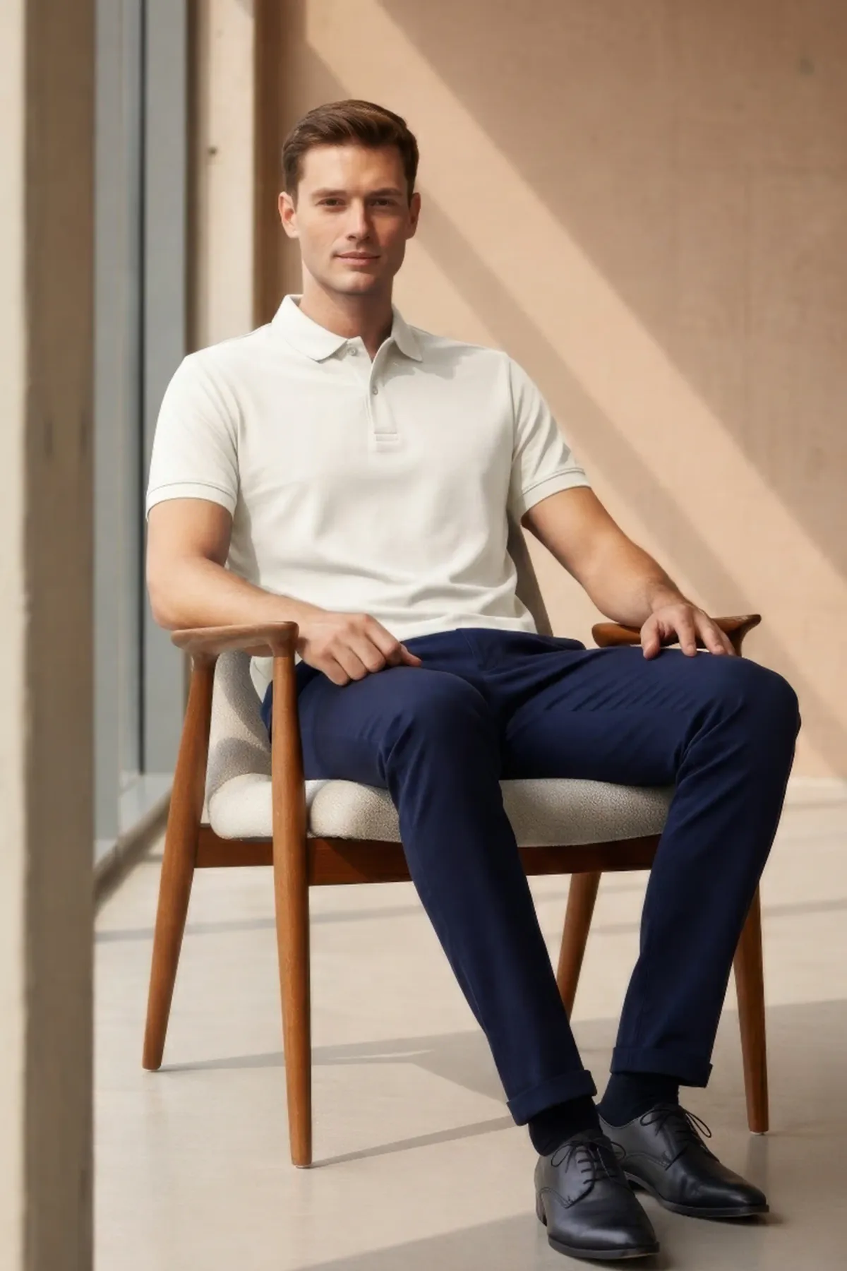 Men's Heavy Polo in Off White