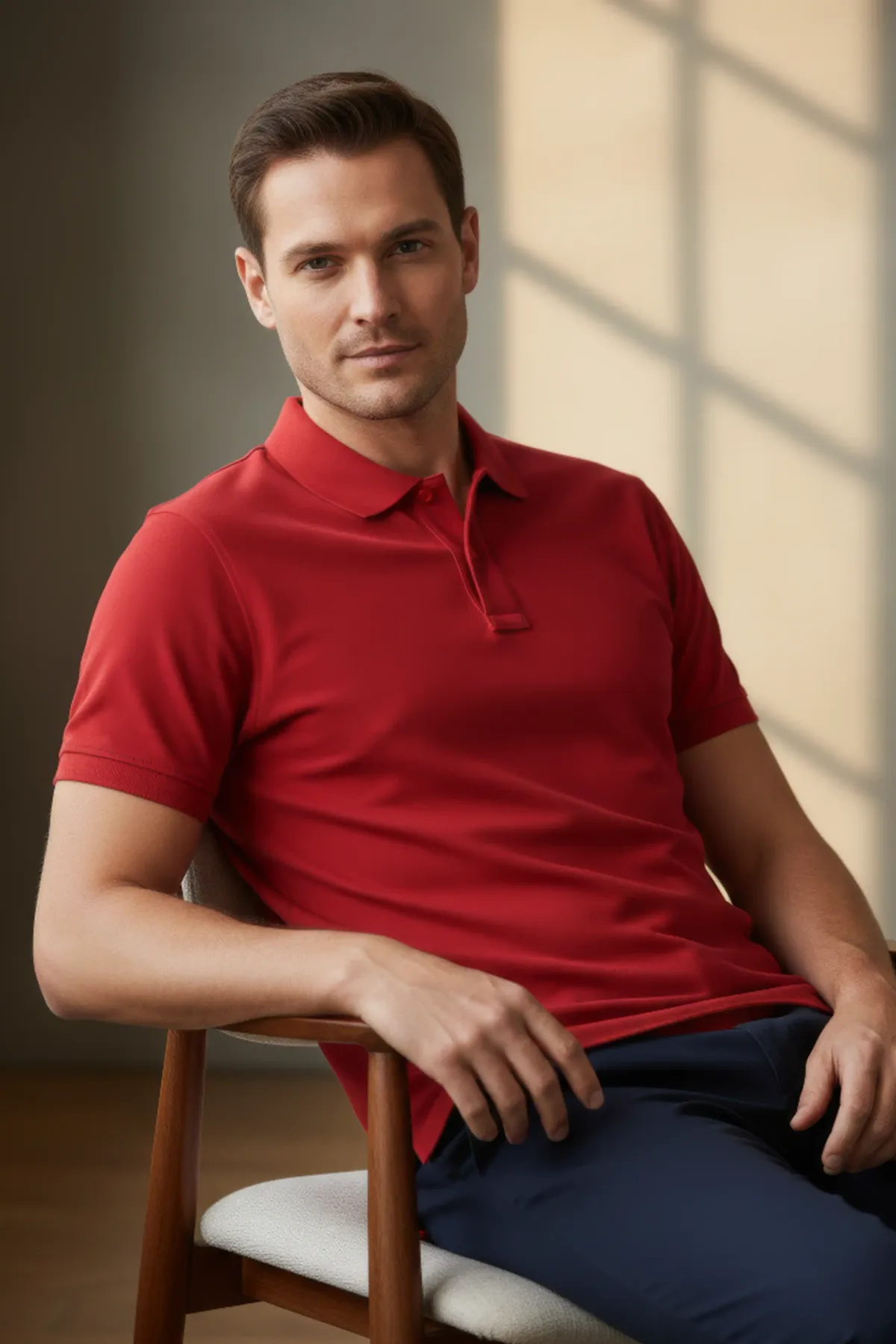 Men's Heavy Polo in Red