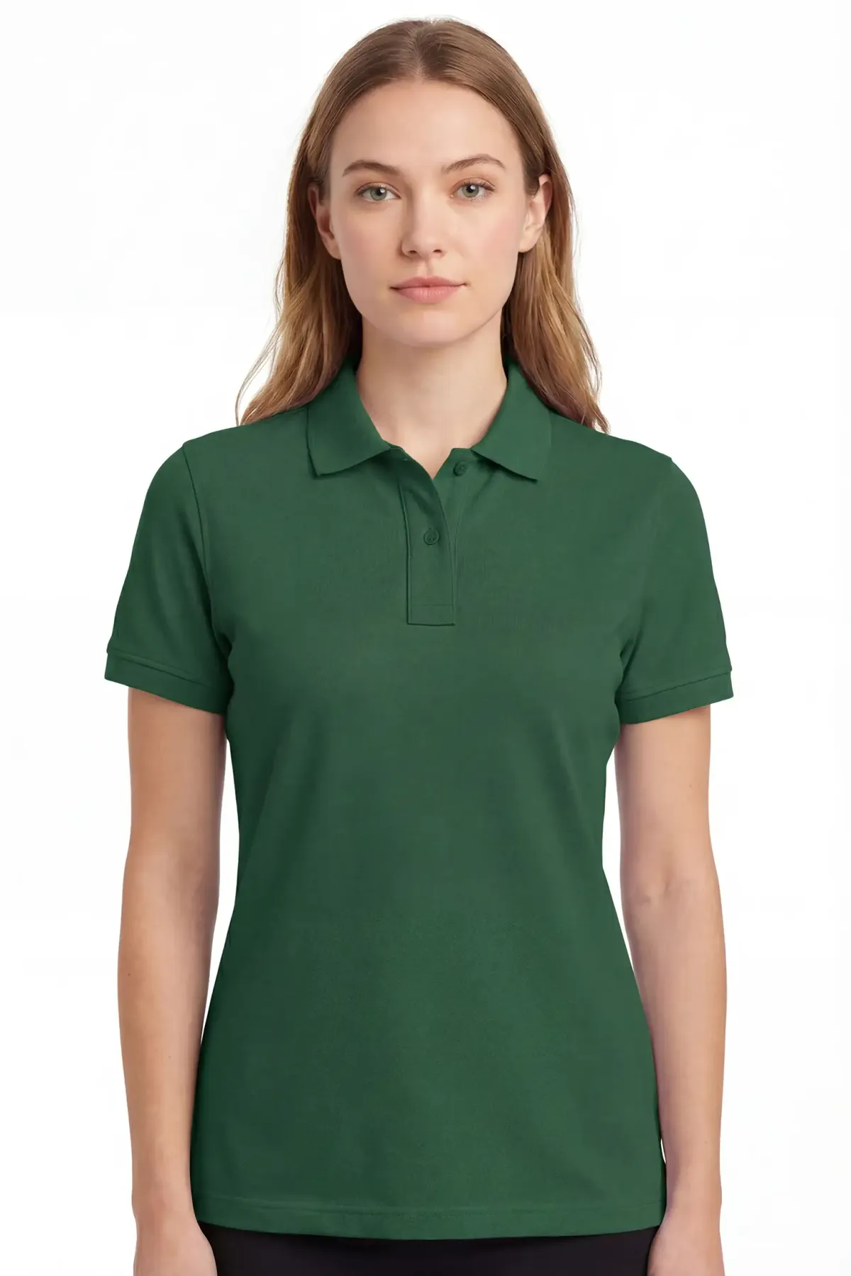 Women's Heavy Polo in Bottle Green