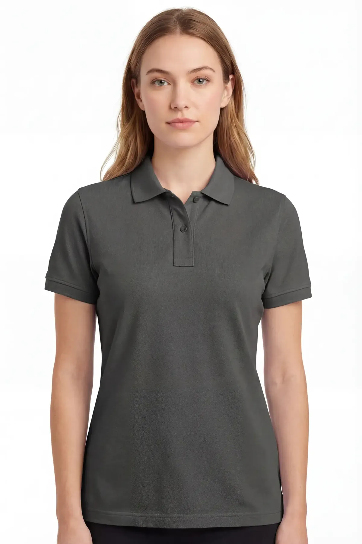 Women's Heavy Polo in Charcoal Melange