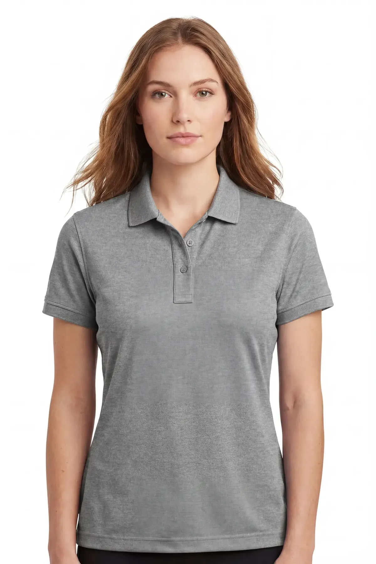 Women's Heavy Polo in Grey Melange