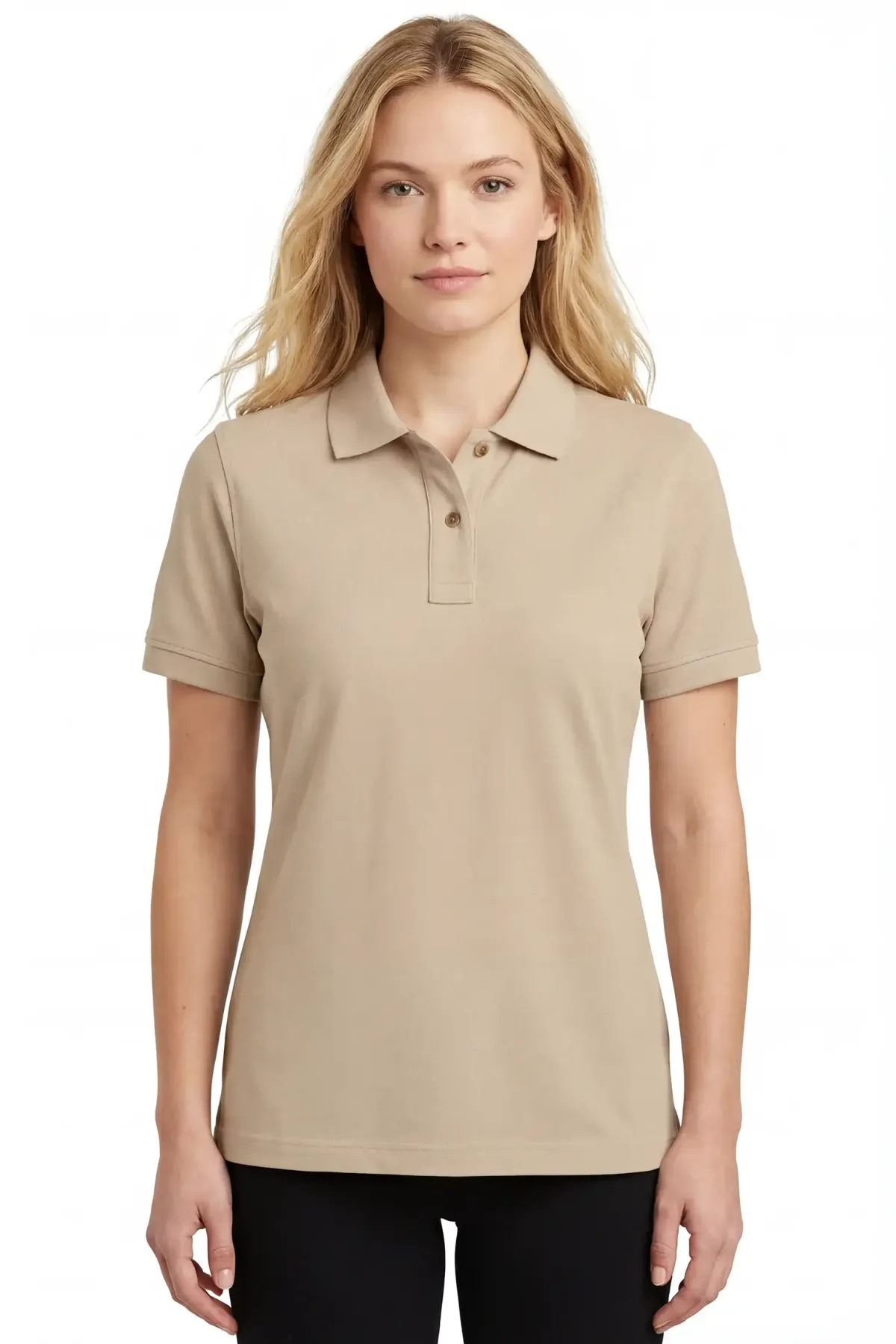 Women's Heavy Polo in Light Beige