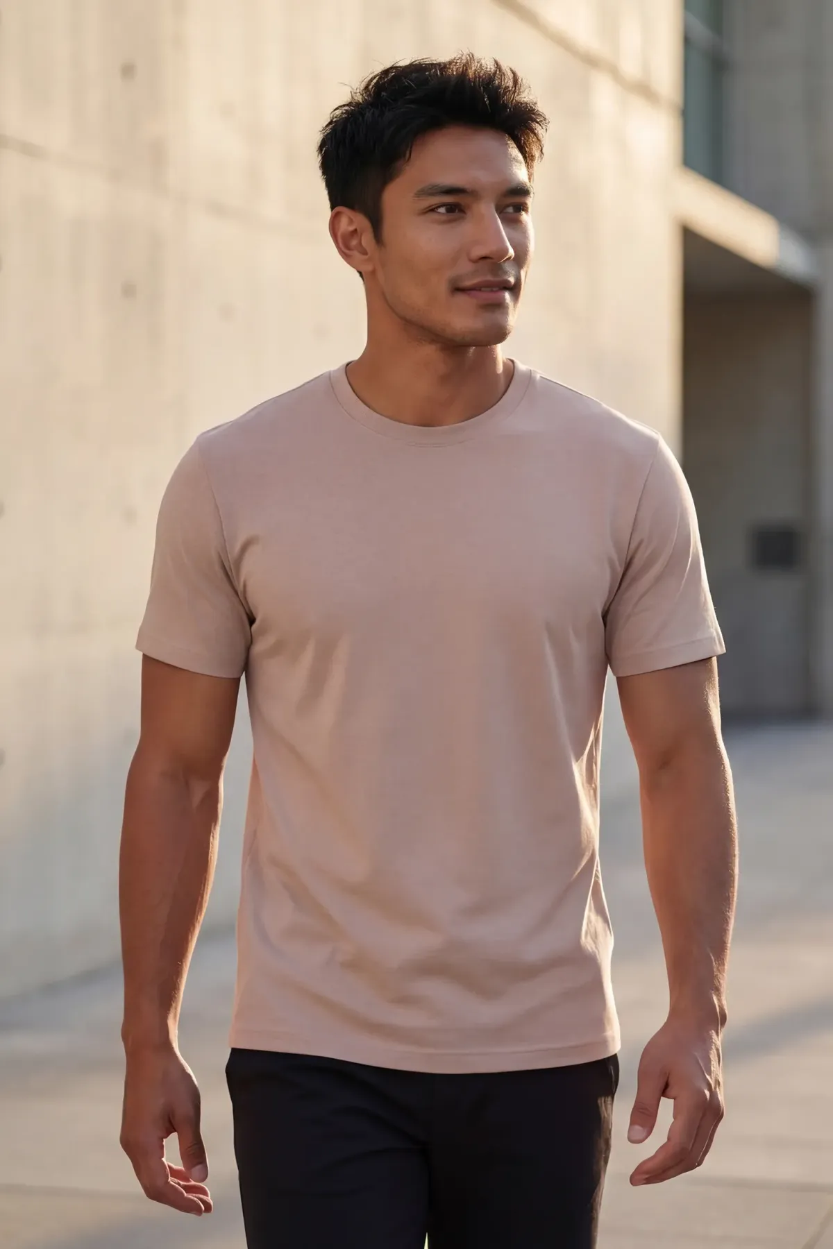 Signature Crewneck in Powder Nude