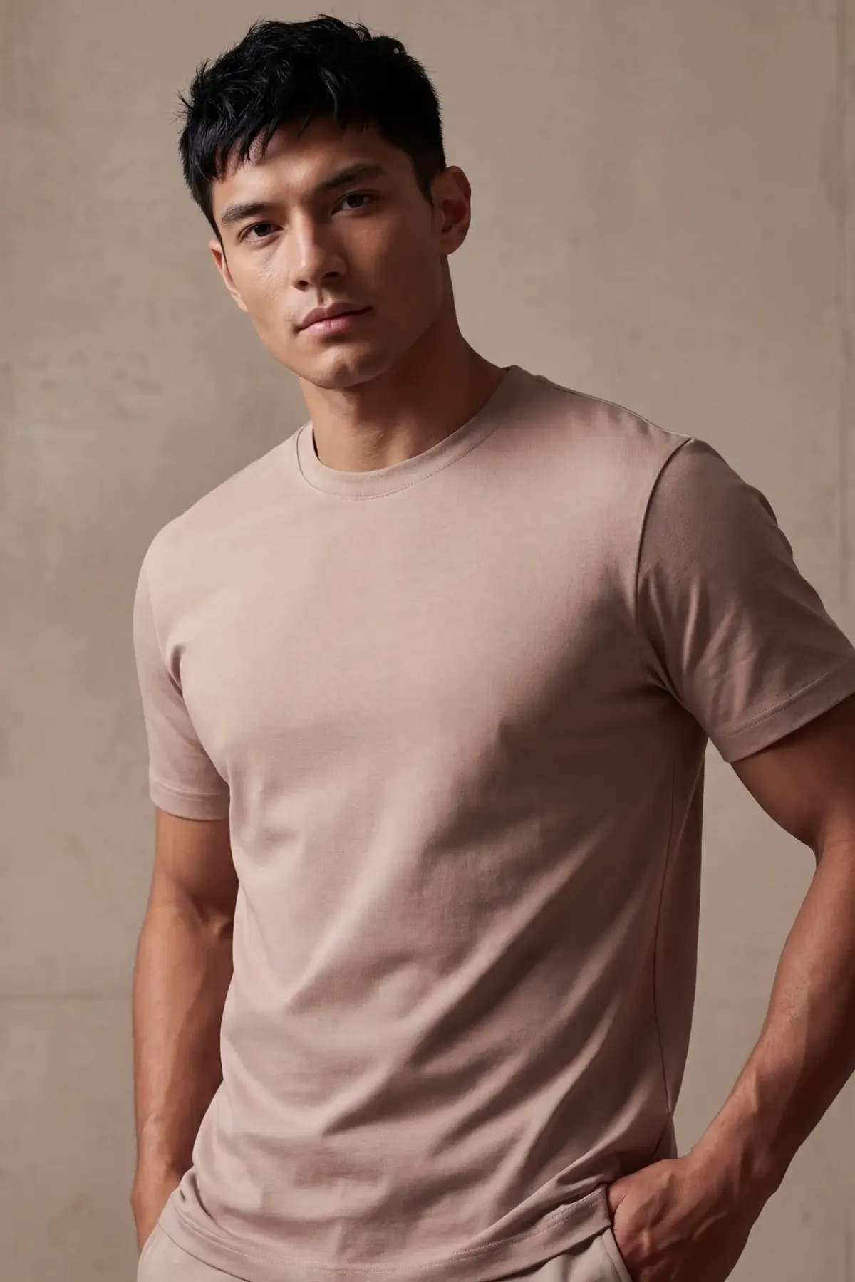 Signature Crewneck in Powder Nude