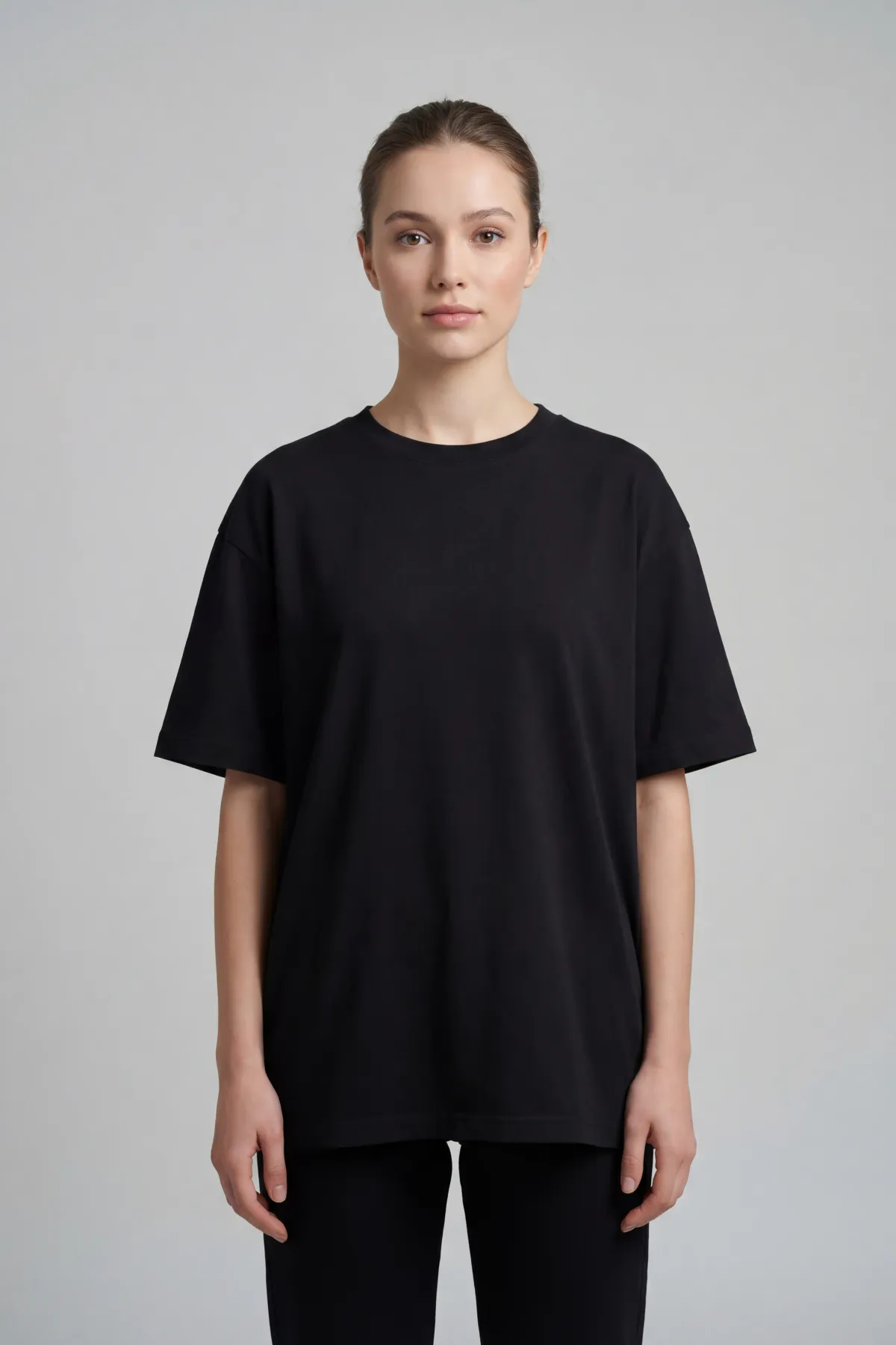 Signature Oversized in Black, front, on a woman